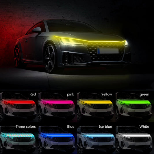 Car Hood DRL Daytime Running Lamp RGB Atmosphere Light Strip Waterproof Exterior Parts For Car Headlight Decorative Ambient Lamp